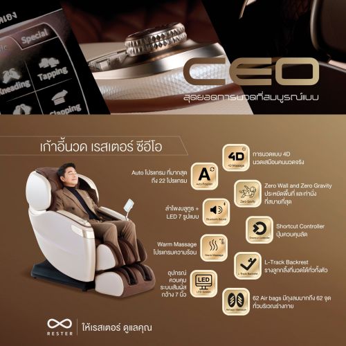 เก้าอี้นวดไฟฟ้า RESTER CEO สี Caviar Gold